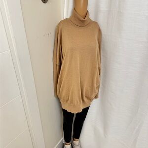 31” ptp Tahari Camel Cowl Neck Sweater cozy, oversized sweater